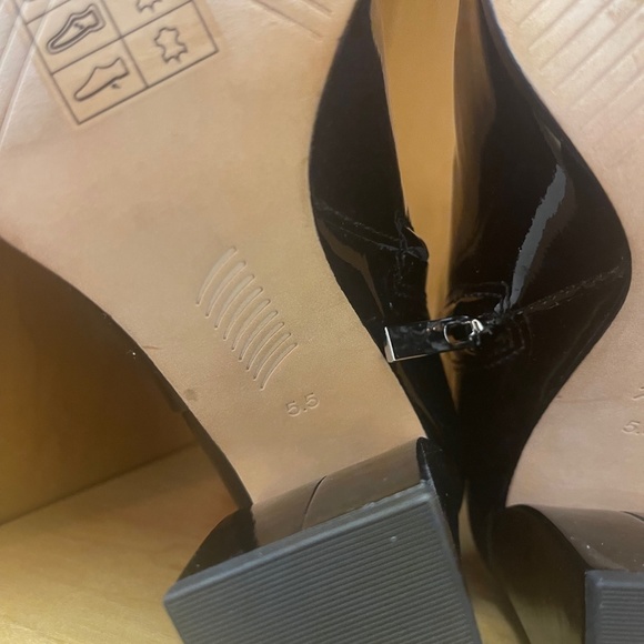 NEW PAIGE Black Patent Leather Farah Square Toe Booties Size 5.5 - Picture 8 of 9